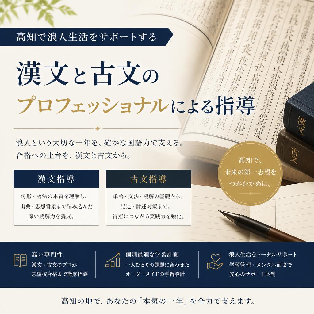 高知で浪人生活をサポートする！安心の古文と漢文指導！全塾（まっこと塾）